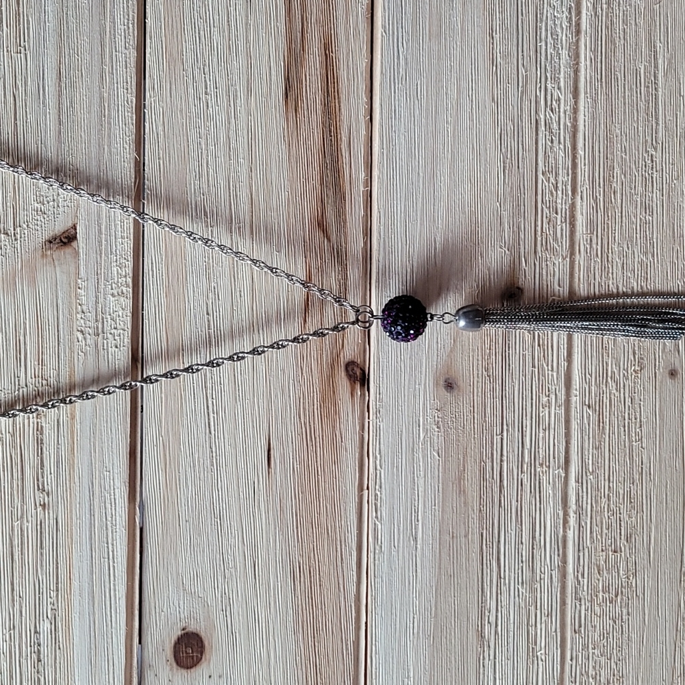 Purple bead and chain necklace